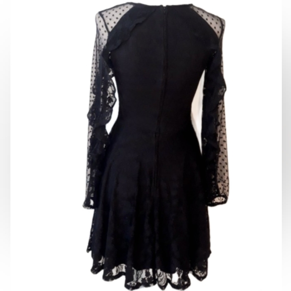 City Triangles Black Lace Ruffle Sleeve A-Line Dress - Junior's Size 1 - Picture 4 of 10